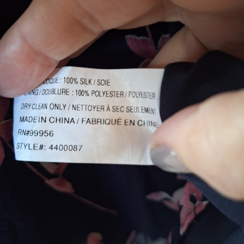Shoshanna Womens 100% Silk Navy/Pink Floral Flutter Sleeve Dress Size 8 - Picture 3 of 10